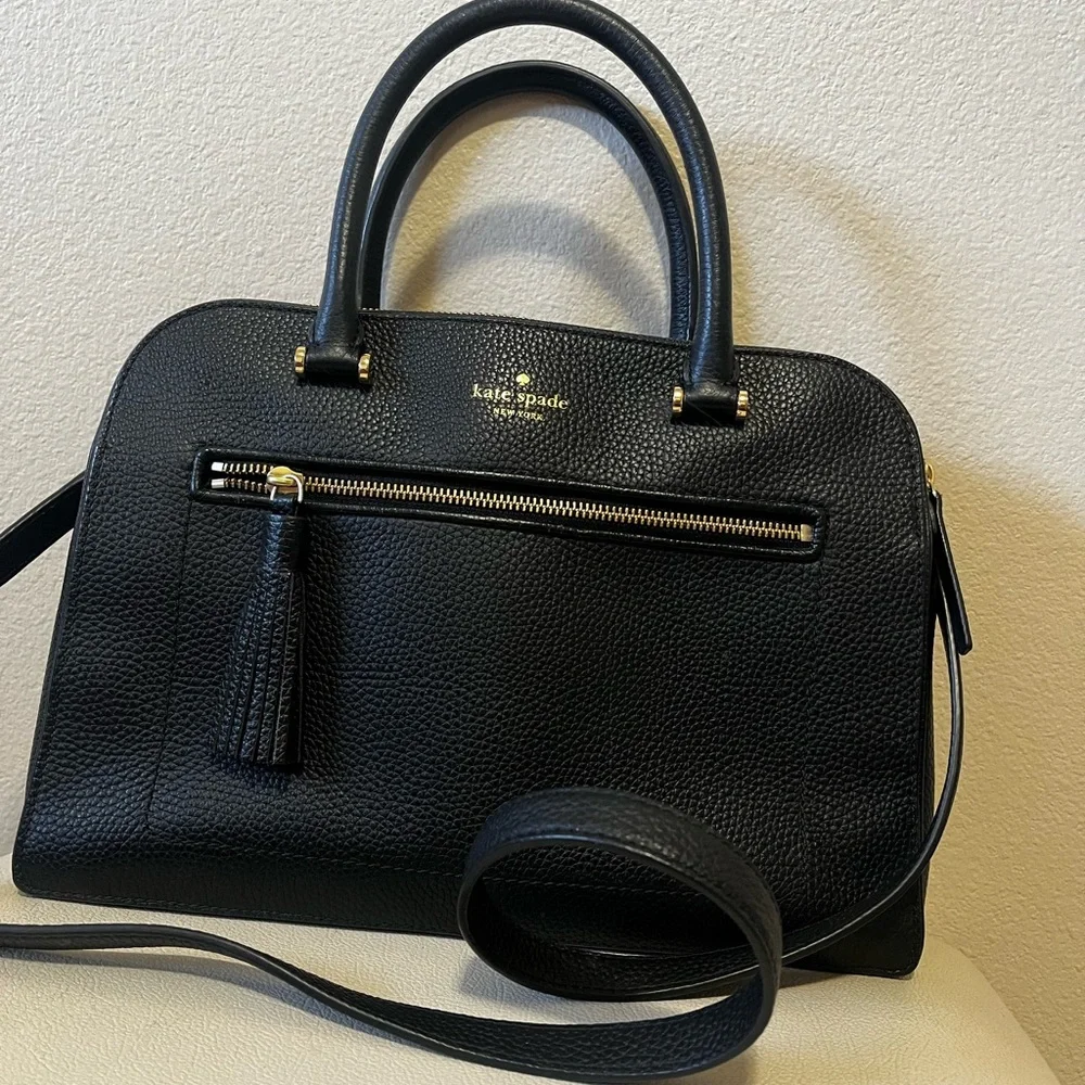 Kate Spate Chester Street Black Pebbled Leather Bag Satchel Handbag